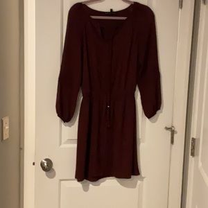 Polyester Cranberry above the knee Dress - Great with boots